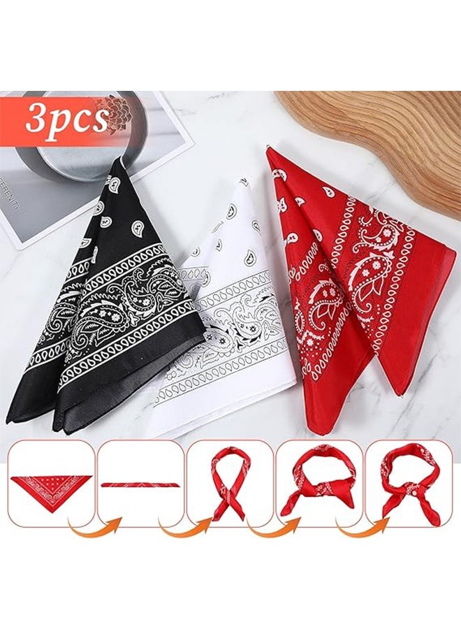 HY 3 PCS Paisley Bandanas -Head Scarf for Men and Women - Versatile Polyester-Cotton Headscarves for Parties and Cowboy Style - Image 4