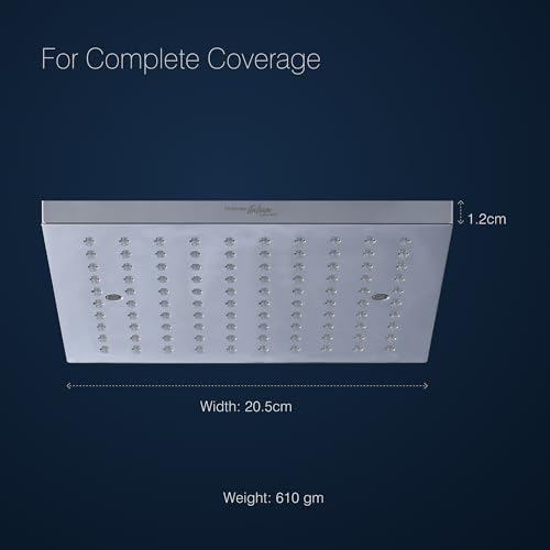 Hindware Italian Collection F160217CP Classical Air Function Overhead Shower for Bathroom | 200mm - Square Shape | Made of ABS | Works in 0.5-3.0 Bar Pressure | ARM NOT INCLUDED - Image 5