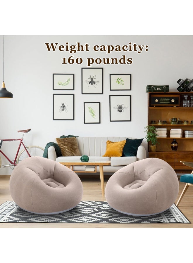 Halamine Inflatable Bean Bag Chairs Outdoor Blow up Camping Chairs Inflatable Lazy Sofa Folding Portable Bean Bag Loungers Couch for Movie Night(Brown) - Image 3