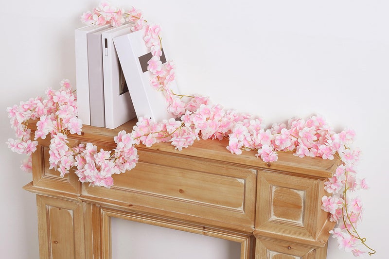 AWARDSEN 6PC 35.4FT Cherry Blossom Flowers Garland for Spring Decoration Artificial Pink Flower Garland Silk Sakura Vines Hanging for Wedding Party Valentine Japanese Home Decor - Image 2