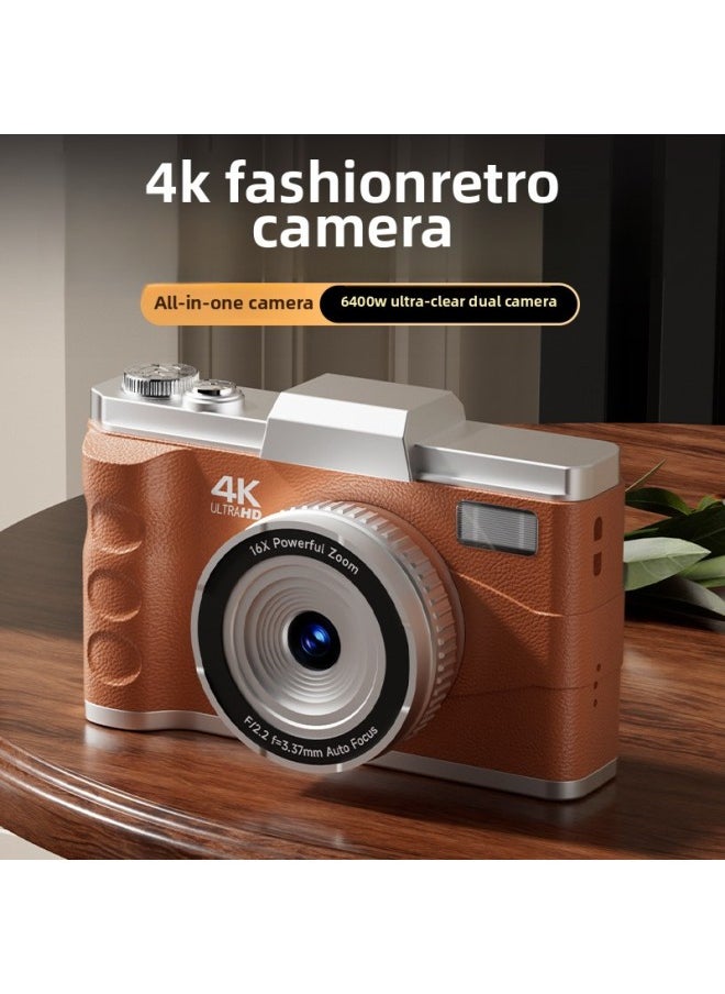 Generic - 64 Million Pixel HD Digital Camera Student Entry Mini Card Machine Home Shooting Camera-Color:M11 Brown-hd Dual Camera+64g Memory Card+card Reader - Image 1