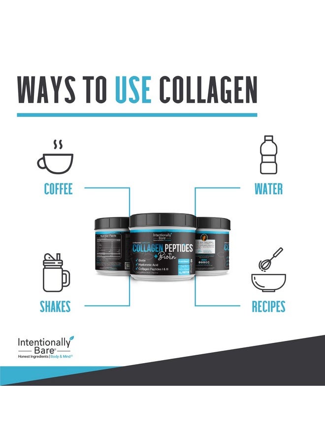 Intentionally Bare Collagen Peptides Biotin Hyaluronic Acid Vitamin C Zinc Antiaging Keto Paleo 10G Protein Zero Carbs Grassfed Pasture Raised Dairy Free Unflavored 40 Servings  - Image 3