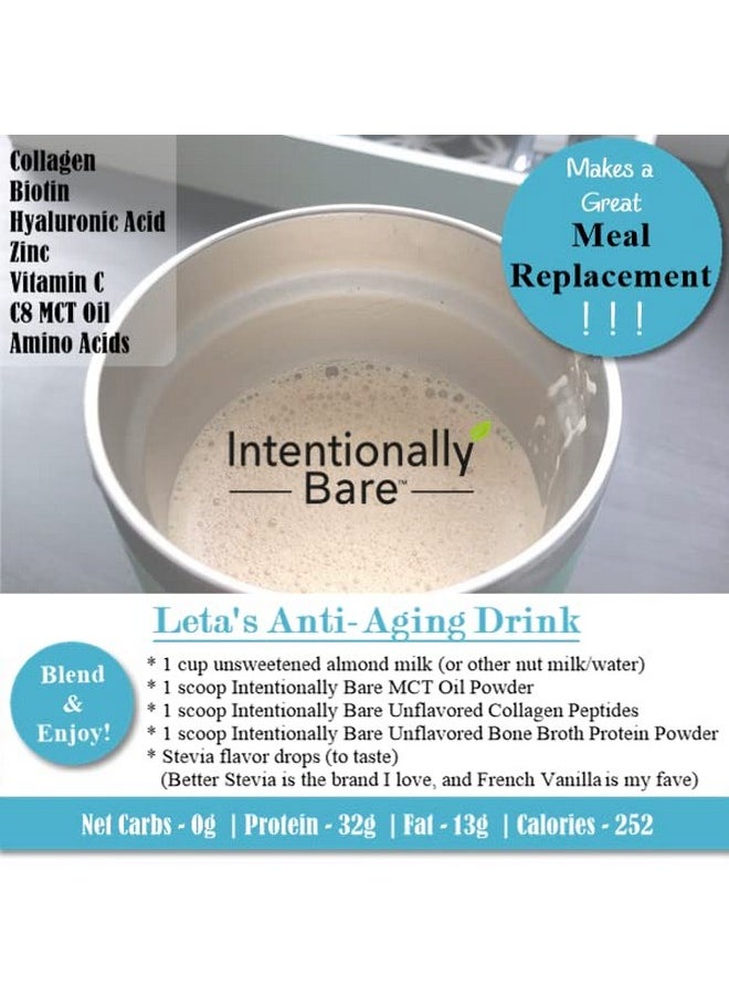 Intentionally Bare Collagen Peptides Biotin Hyaluronic Acid Vitamin C Zinc Antiaging Keto Paleo 10G Protein Zero Carbs Grassfed Pasture Raised Dairy Free Unflavored 40 Servings  - Image 5