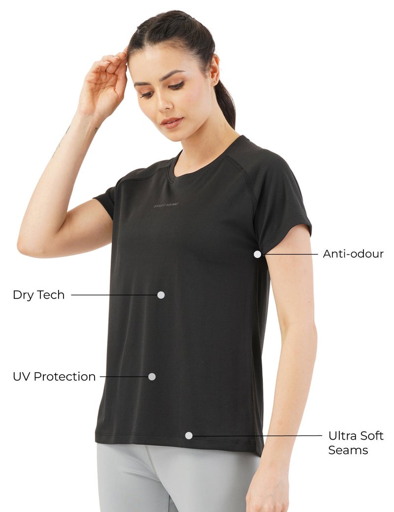 pump'd Women Lightweight Soft Fabric T-Shirt with Odour Control, Soft Seams, Snug Fit u0026 UV Protection - Image 3