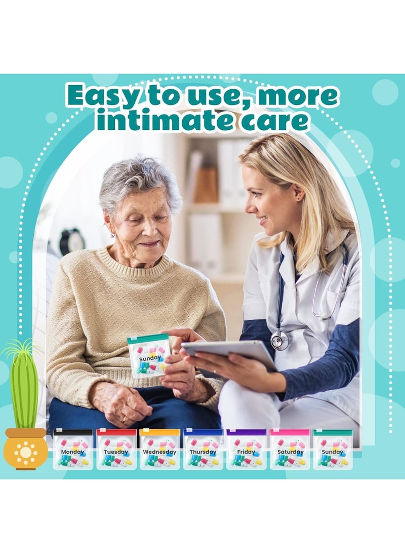 Barakah Pill Organizer, Waterproof Daily Pill Carrier with Colorful Seals, Portable Pocket Pharmacy for Vitamins Medicine Supplements, Travel Friendly Multipurpose Pill Pouch, 14pcs - Image 3