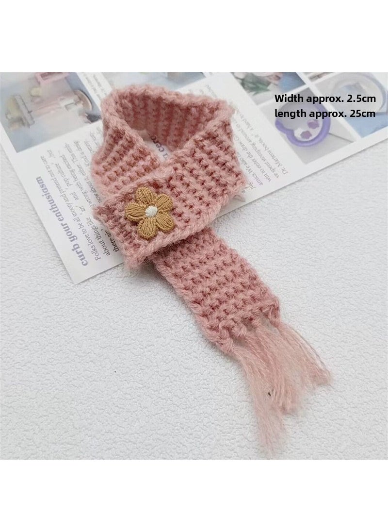Trendy Labubu Doll Clothes Sweaters Scarves Lotus Pink small flower knitted scarf 