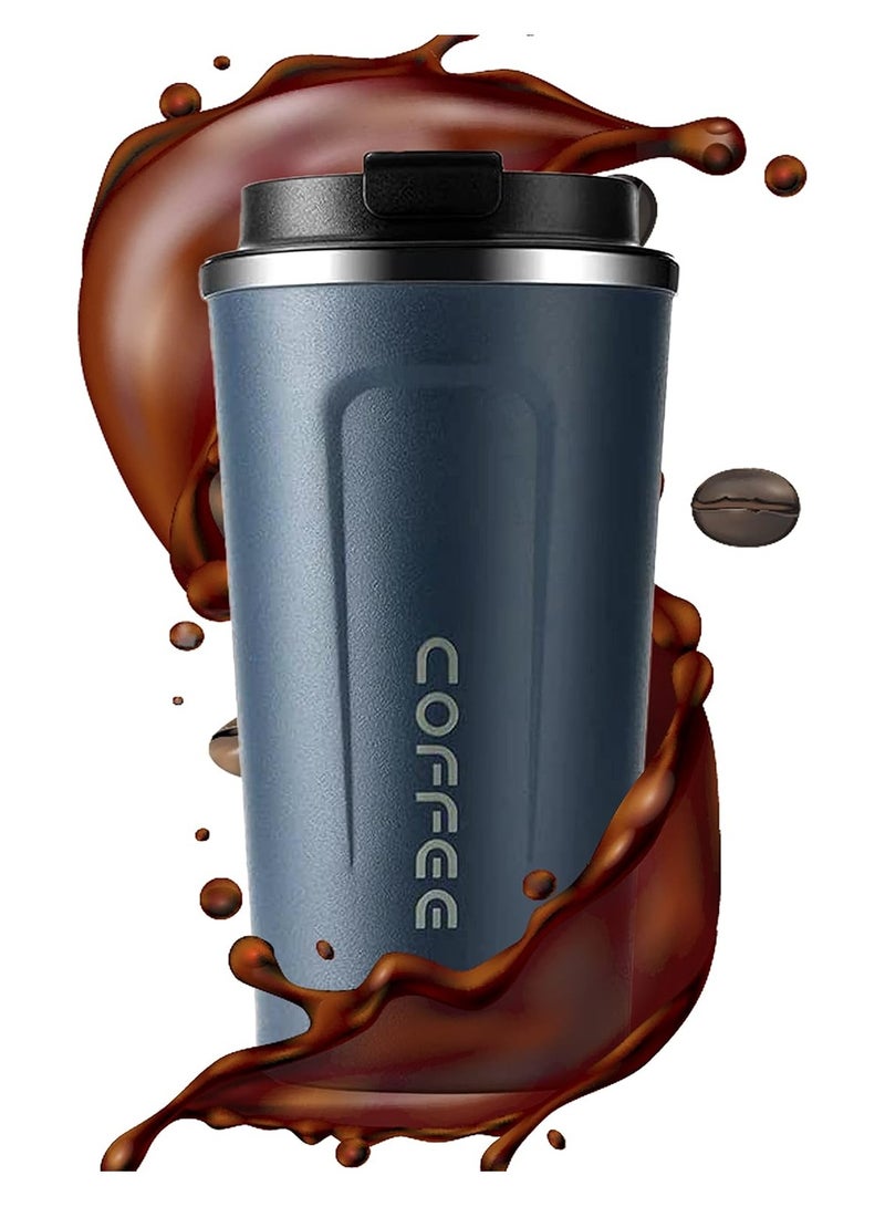 Blue Portable Stainless Steel Coffee Mug With Leak Proof Lid for Hot, Cold Drinks, 510ML ﻿ - Image 1