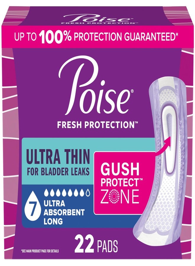 Poise Ultra Thin Incontinence & Postpartum Pads for Bladder Leaks, 7 Drop Ultra Absorbency, Long Length, 22 Count (Packaging May Vary - Image 1