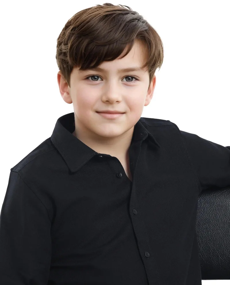 Rare Ones Rare Ones Kids Tago Black Cotton Full Sleeve Button Solid Regular Fit Shirt