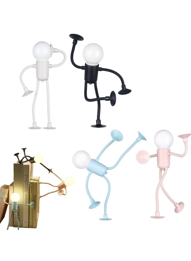 JOGAMS 4Pcs Changeable Shape Funny Sportsman Toy Night Light DIY Shape Night Lights Cute Light Bulb Man Night Light Changeable Form with Suction Cup Bendable Desk Lamp - Image 1