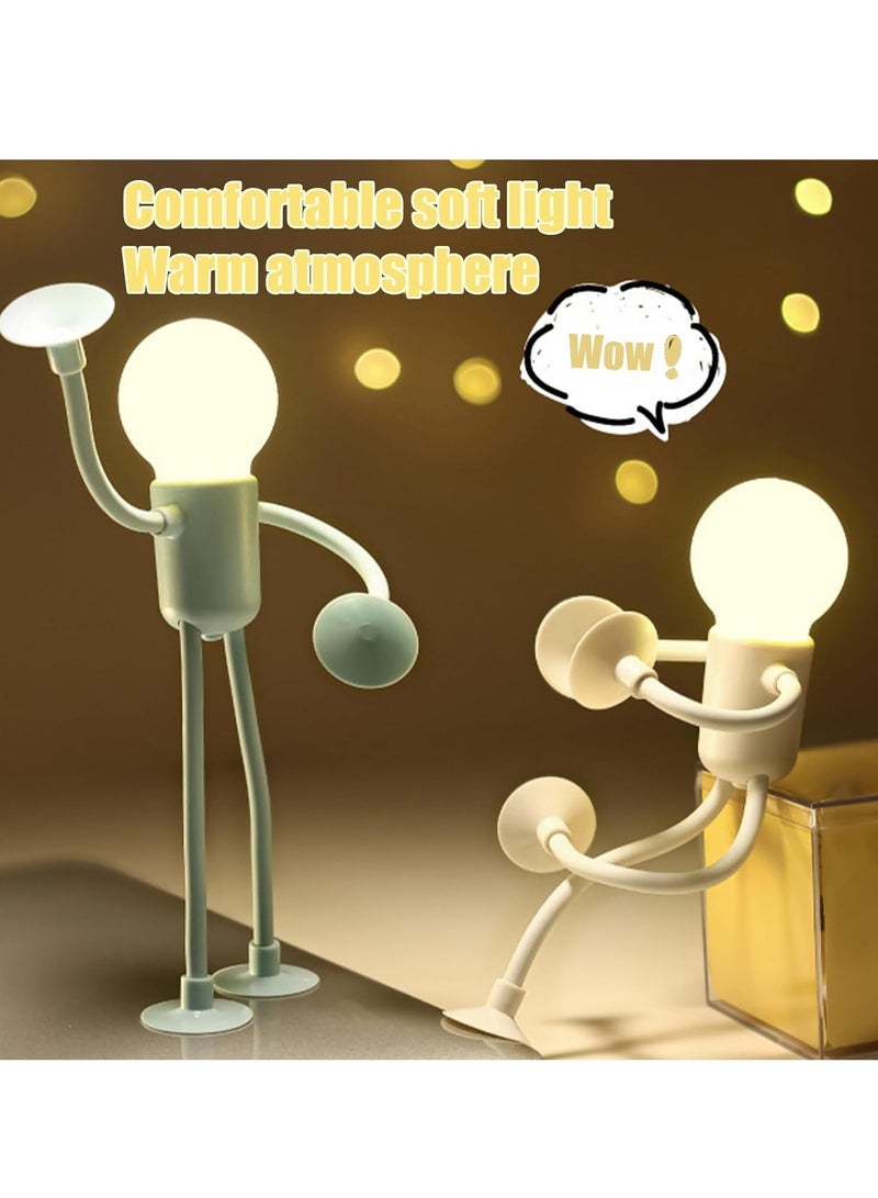 JOGAMS 4Pcs Changeable Shape Funny Sportsman Toy Night Light DIY Shape Night Lights Cute Light Bulb Man Night Light Changeable Form with Suction Cup Bendable Desk Lamp - Image 3