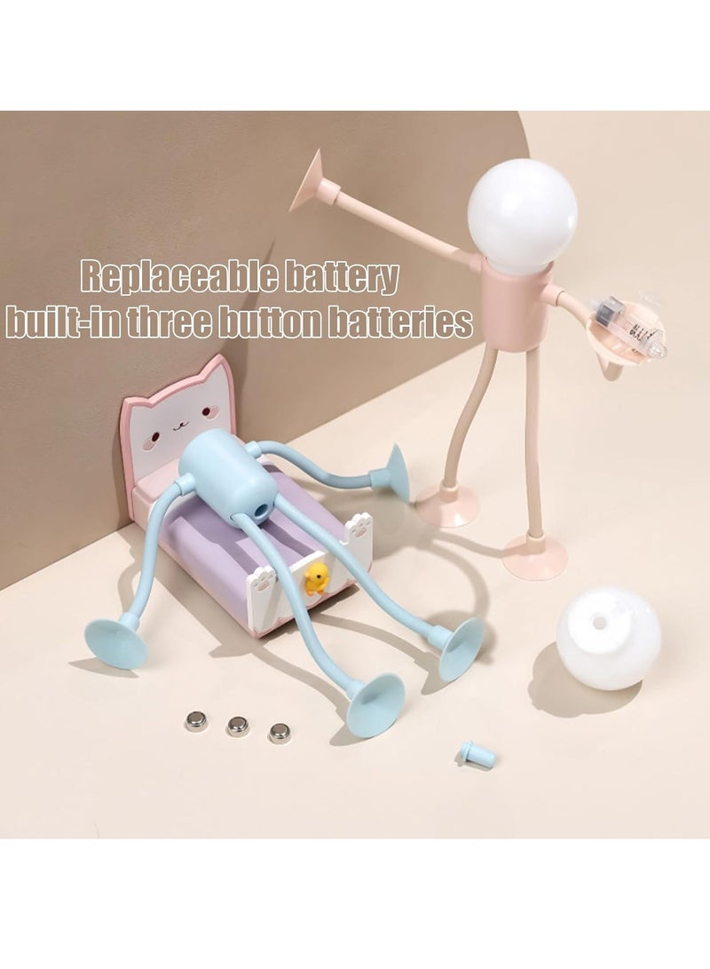 JOGAMS 4Pcs Changeable Shape Funny Sportsman Toy Night Light DIY Shape Night Lights Cute Light Bulb Man Night Light Changeable Form with Suction Cup Bendable Desk Lamp - Image 5