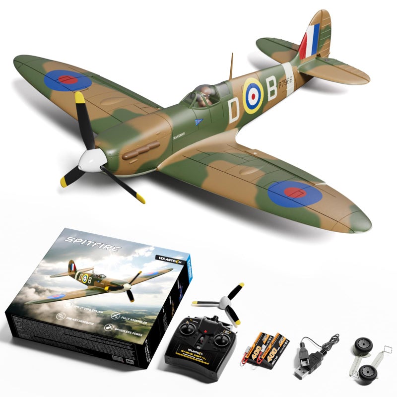 volantexrc Brushless RC Plane 4 Channel Remote Control Airplane Fighter Spitfire RTF with Aileron Gyro Aerobatics 3 Modes Easy to Fly Hobby Radio Controlled Aircraft for Beginners - Image 3