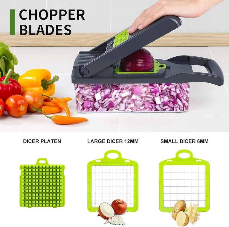 Derovan 15-in-1 Multi-Function Vegetable Chopper & Slicer – Dishwasher-Safe, BPA-Free, with Storage Container - Image 2