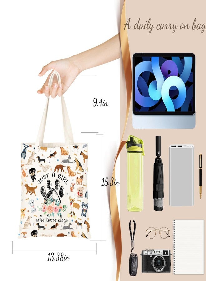 DHQH Canvas Tote Bag for Women, Cute Dog Gifts for Dog Lover, Animal Lover Gift Reusable Grocery Bag for Women, Birthday Gifts for Mom Daughter Bestie Friends Who Loves Dog. - Image 2