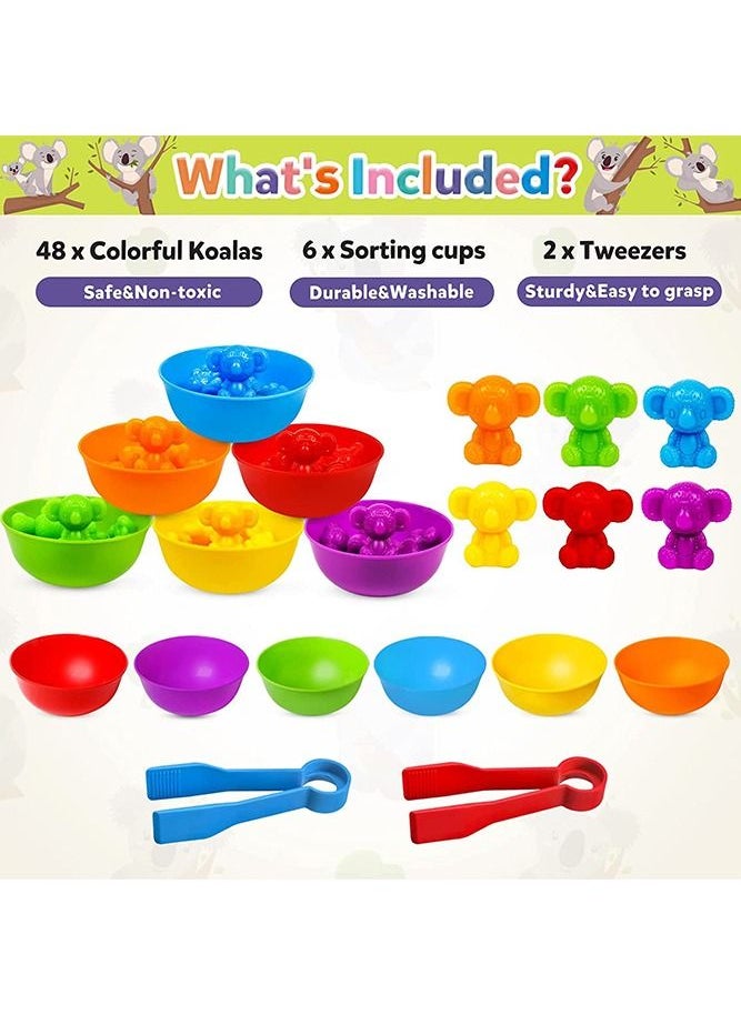 Bebiland - Kids Counting Koala Toys, Matching Game with Sorting Bowls for Preschool Learning Color Classification and Sensory Game Set - Image 1