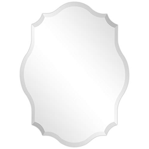 Empire Art Direct Frameless Prism Modern Wall Mirror 1Beveled Edge Ready to Hang for Bathroom Vanity Bedroom 24 x 32 Oblong Scalloped