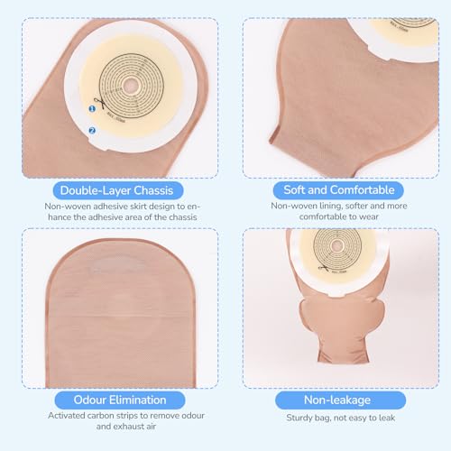 Heagimed 22 PCS Colostomy Bags, One Piece Ostomy Bag 15 mm-60 mm Cut to Fit Drainable Pouch with Closure for Ileostomy Stoma Care, Ostomy Supplies, Cut to Fit（Hook and Loop Closure） - Image 2