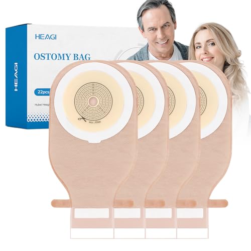 Heagimed 22 PCS Colostomy Bags, One Piece Ostomy Bag 15 mm-60 mm Cut to Fit Drainable Pouch with Closure for Ileostomy Stoma Care, Ostomy Supplies, Cut to Fit（Hook and Loop Closure） - Image 1