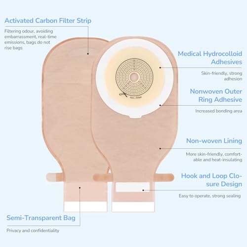 Heagimed 22 PCS Colostomy Bags, One Piece Ostomy Bag 15 mm-60 mm Cut to Fit Drainable Pouch with Closure for Ileostomy Stoma Care, Ostomy Supplies, Cut to Fit（Hook and Loop Closure） - Image 3