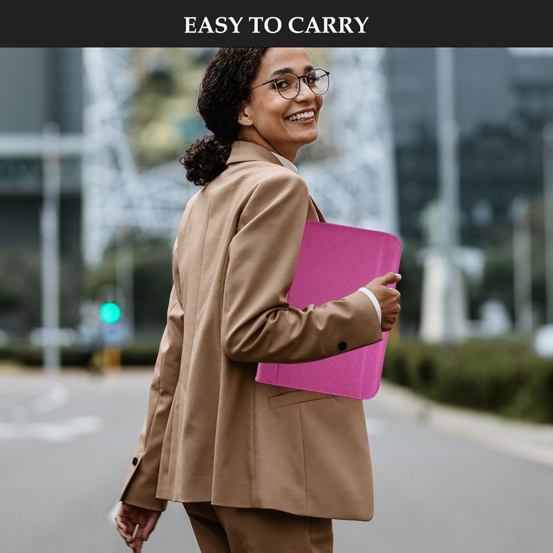 Procase Portfolio Business Padfolio Folder with Zipper, Conference Meeting Executive File Legal Document Organizer with Pockets Letter Size A4 Writing Pad Notepad Padfolio -Magenta - Image 5