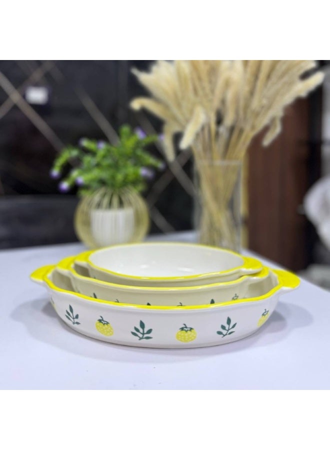 3-Piece Oval Porcelain Casserole Set - Image 2