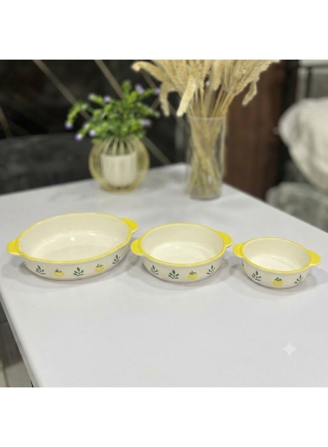 3-Piece Oval Porcelain Casserole Set - Image 1