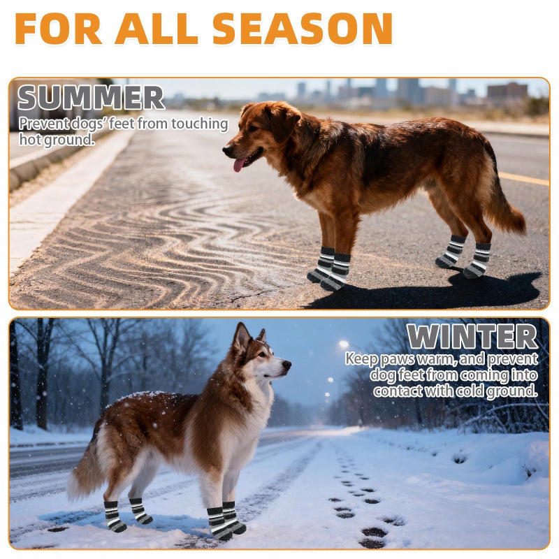 KOOLTAIL Anti Slip Dog Socks to Prevent Licking Paws and Slipping, Extra-Thick Grip Pet Boots & Paw Protectors, Winter Warm Puppy Shoes Booties for Hardwood Floors Small Medium Large Senior Dogs,SM - Image 5