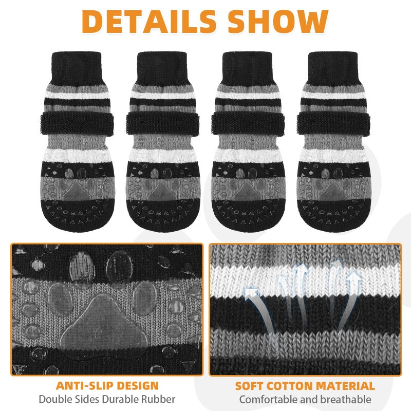 KOOLTAIL Anti Slip Dog Socks to Prevent Licking Paws and Slipping, Extra-Thick Grip Pet Boots & Paw Protectors, Winter Warm Puppy Shoes Booties for Hardwood Floors Small Medium Large Senior Dogs,SM - Image 3