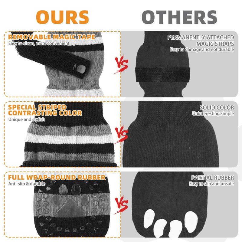 KOOLTAIL Anti Slip Dog Socks to Prevent Licking Paws and Slipping, Extra-Thick Grip Pet Boots & Paw Protectors, Winter Warm Puppy Shoes Booties for Hardwood Floors Small Medium Large Senior Dogs,SM - Image 4