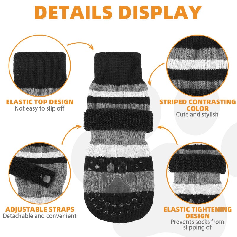 KOOLTAIL Anti Slip Dog Socks to Prevent Licking Paws and Slipping, Extra-Thick Grip Pet Boots & Paw Protectors, Winter Warm Puppy Shoes Booties for Hardwood Floors Small Medium Large Senior Dogs,SM - Image 2