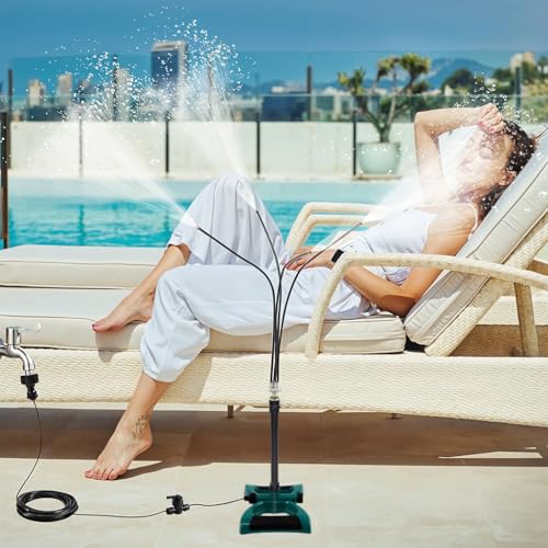 HASTHIP® 10 Meters Misting System Flexible Multi-Nozzle Water Spraying Device Outdoor Water Sprayer Garden Cooling System Free Standing Misting System Water Saving Mister for Patio, Garden, Backyard - Image 1