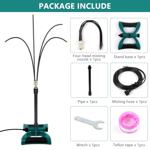 HASTHIP® 10 Meters Misting System Flexible Multi-Nozzle Water Spraying Device Outdoor Water Sprayer Garden Cooling System Free Standing Misting System Water Saving Mister for Patio, Garden, Backyard - Image 2