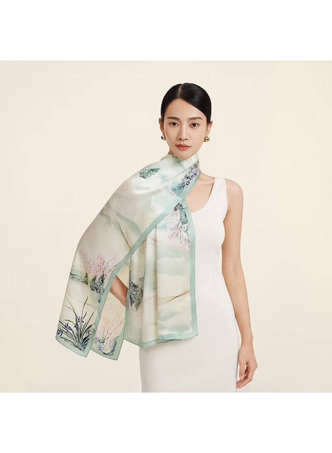 Wanshili Pure Silk Scarf Mulberry Silk Women's Silk Shawl Long Scarf Birthday Gift For Mom With Gift Box
