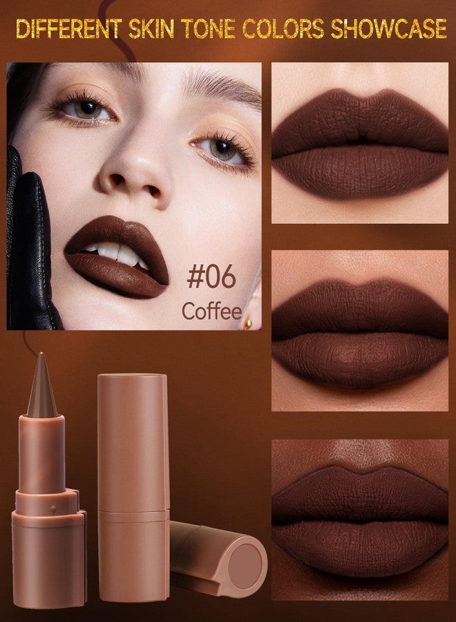 LYSdefeu 2 in 1 Lip Liner Lipstick,Coffee Nude Brown Lipliner Lipstick, Velvet Matte Sharpened Head Lipstain, Longlasting Waterproof High Pigmented Non-sticky Tinted Lip Liner,Mother's Makeup Gift for Women-06 - Image 4