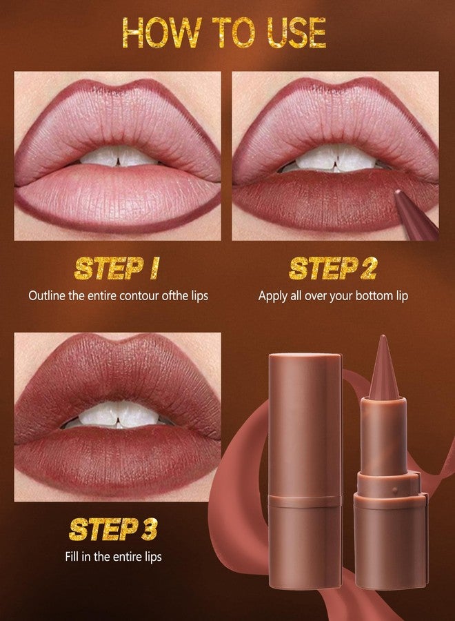LYSdefeu 2 in 1 Lip Liner Lipstick,Coffee Nude Brown Lipliner Lipstick, Velvet Matte Sharpened Head Lipstain, Longlasting Waterproof High Pigmented Non-sticky Tinted Lip Liner,Mother's Makeup Gift for Women-06 - Image 5