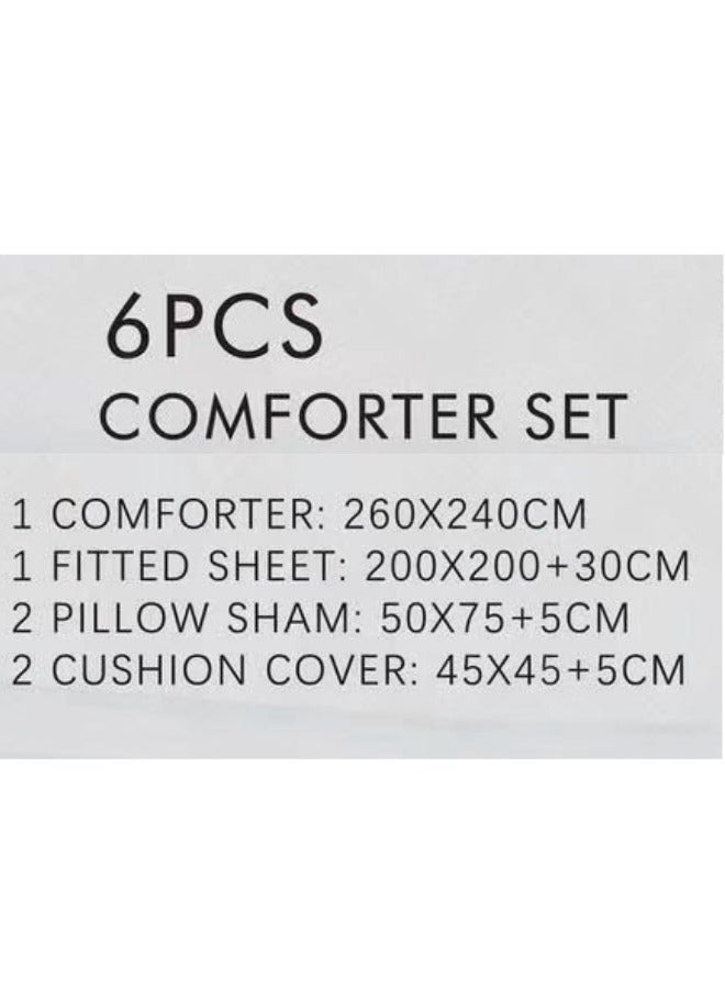 سمارت هوم طقم لحاف مطرز نفرين نظام وجهين مفرش مكون من ٦ قطع , لحاف بحشوة ٦ قطع , مايكروفايبر100% لحاف مقاس٢٤٠ في٢٦٠سم - Image 4