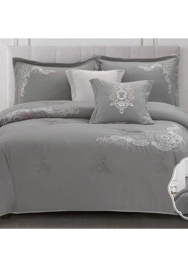 سمارت هوم طقم لحاف مطرز نفرين نظام وجهين مفرش مكون من ٦ قطع , لحاف بحشوة ٦ قطع , مايكروفايبر100% لحاف مقاس٢٤٠ في٢٦٠سم - Image 5