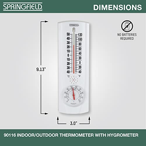 Springfield Vertical Thermometer and Hygrometer, Wireless Indoor Outdoor Thermometer, Humidity Meter for Patio, Garden, or Nursery area, 9.125-Inch, White - Image 3