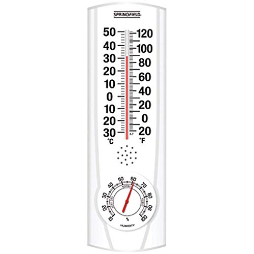 Springfield Vertical Thermometer and Hygrometer, Wireless Indoor Outdoor Thermometer, Humidity Meter for Patio, Garden, or Nursery area, 9.125-Inch, White - Image 1