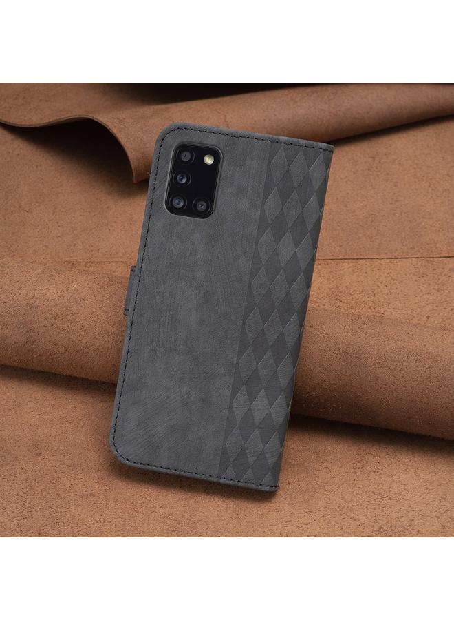 S-TOP Case For Samsung Galaxy A31 Plaid Embossed Leather Phone Case - Image 3
