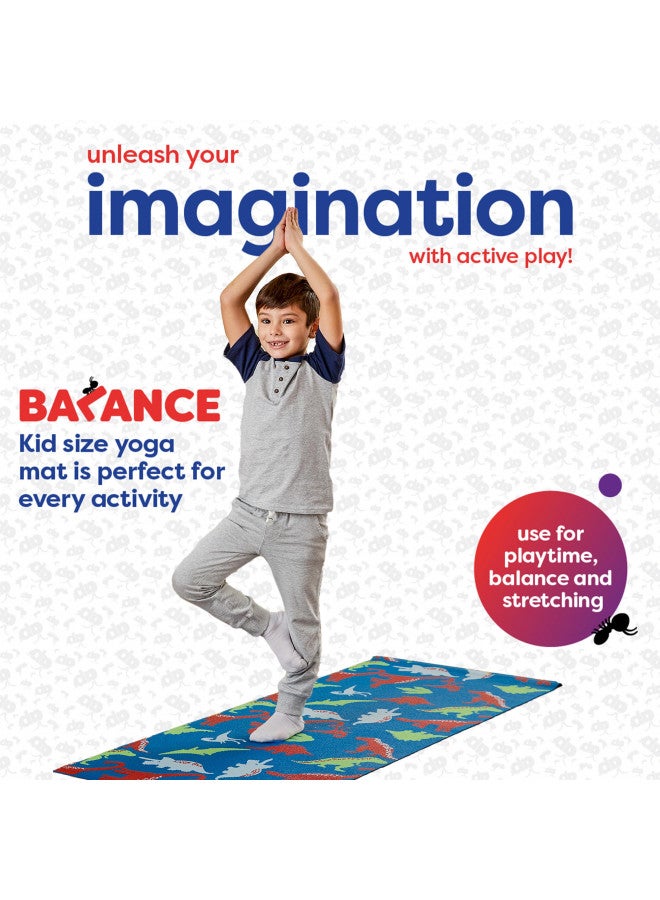 Flybar Flybar Antsy Pants- Yoga Mat for Kids - My First Yoga Mat- Exercise Mat for Toddlers -Ages 3 Years and Up (Blue Dinosaur)  - Image 3