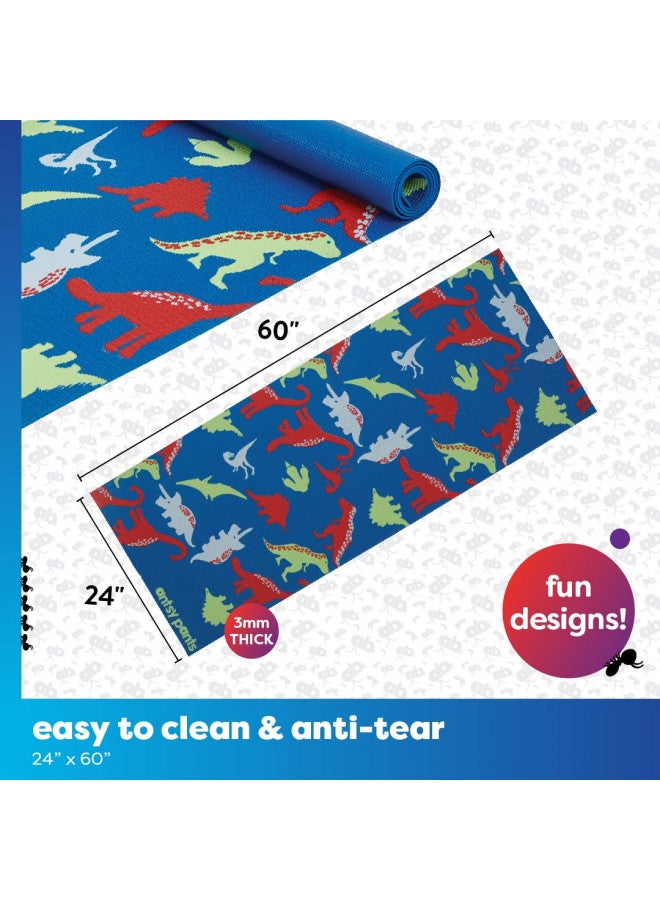 Flybar Flybar Antsy Pants- Yoga Mat for Kids - My First Yoga Mat- Exercise Mat for Toddlers -Ages 3 Years and Up (Blue Dinosaur)  - Image 4