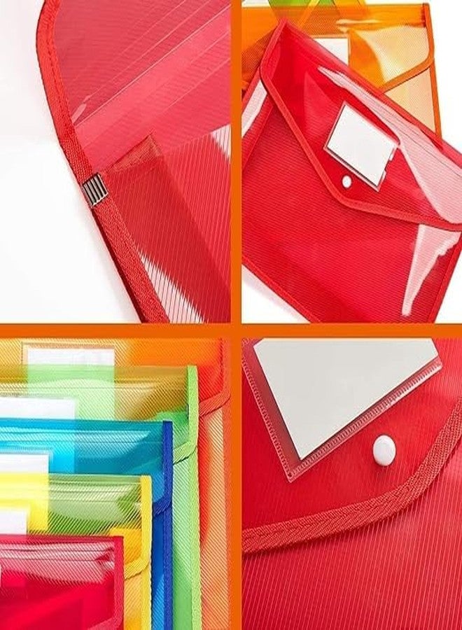 HCS A4 Plastic File Folder Poly Envelope Expanding File Wallet Document Organizer with File Pouch for Office Home Storage (Pack of 20, Multi Colour) - Image 3
