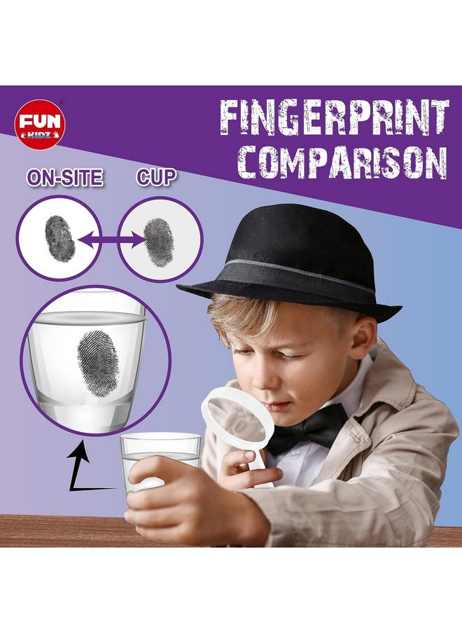 FUN KIDZ Fingerprint Kit For Kids Ages 812 Funkidz Spy Gear Pretend Play Stem Science Kit Project With Detective Glasses Crime Scene Investigations Educational Class Tools For Boys Girls  - Image 2