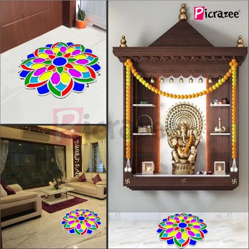 Picrazee Rangoli Stencil Mats Reusable Island Portable Rangoli Making Tool Kit for Diwali Decoration Pooja Room Floor Entrance Temple Décor Home Decor - Image 3