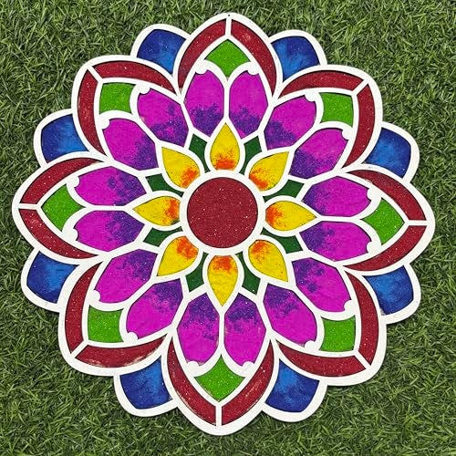 Picrazee Rangoli Stencil Mats Reusable Island Portable Rangoli Making Tool Kit for Diwali Decoration Pooja Room Floor Entrance Temple Décor Home Decor - Image 1