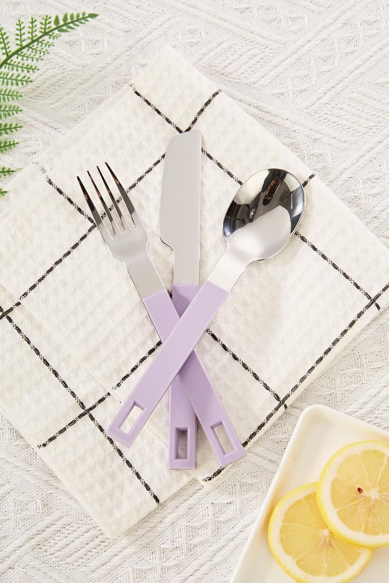 Annova ANNOVA Silverware Set 20 Pieces Stainless Steel Color Block Handle Modern Style Flatware  4xDinner Knife4xDinner Fork4xSalad Fork4xDinner Spoon4xDessert SpoonLilac Purple - Image 5