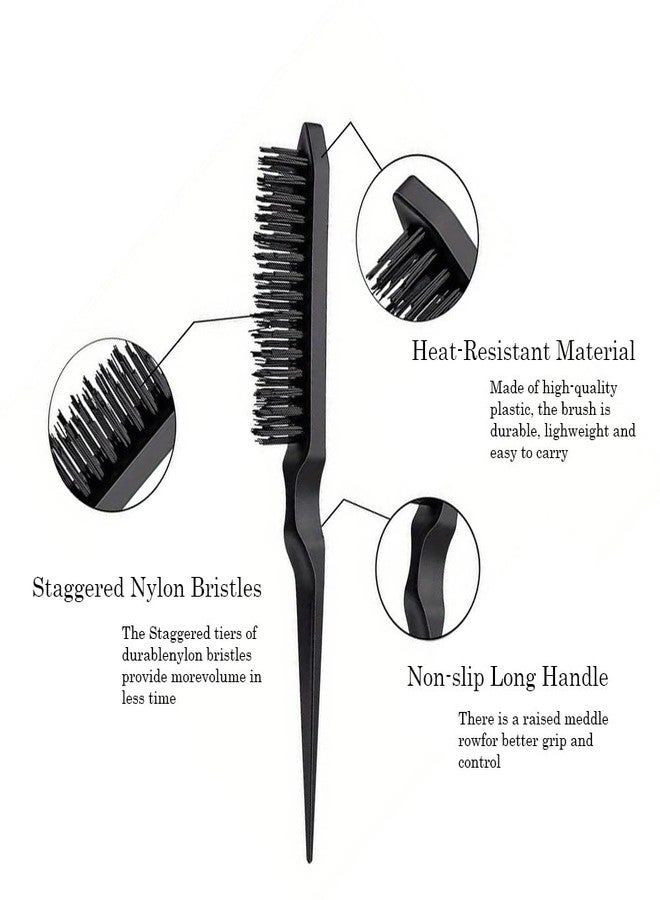 VIVIAN Teasing Brush Hair Care Scalp Massage for Women Hair Growth, Rat Tail Combs for Back Combing Black Color - Image 4