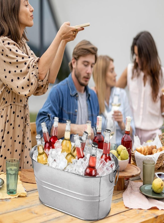 مجموعة MIVIDE من 4 دلاء ثلج مجلفنة سعة 3 جالون، دلو مشروبات شمبانيا معدني كبير بمقابض، دلاء ثلج مجلفنة للحفلات، بار ميموزا، بار كوكتيل - Image 4